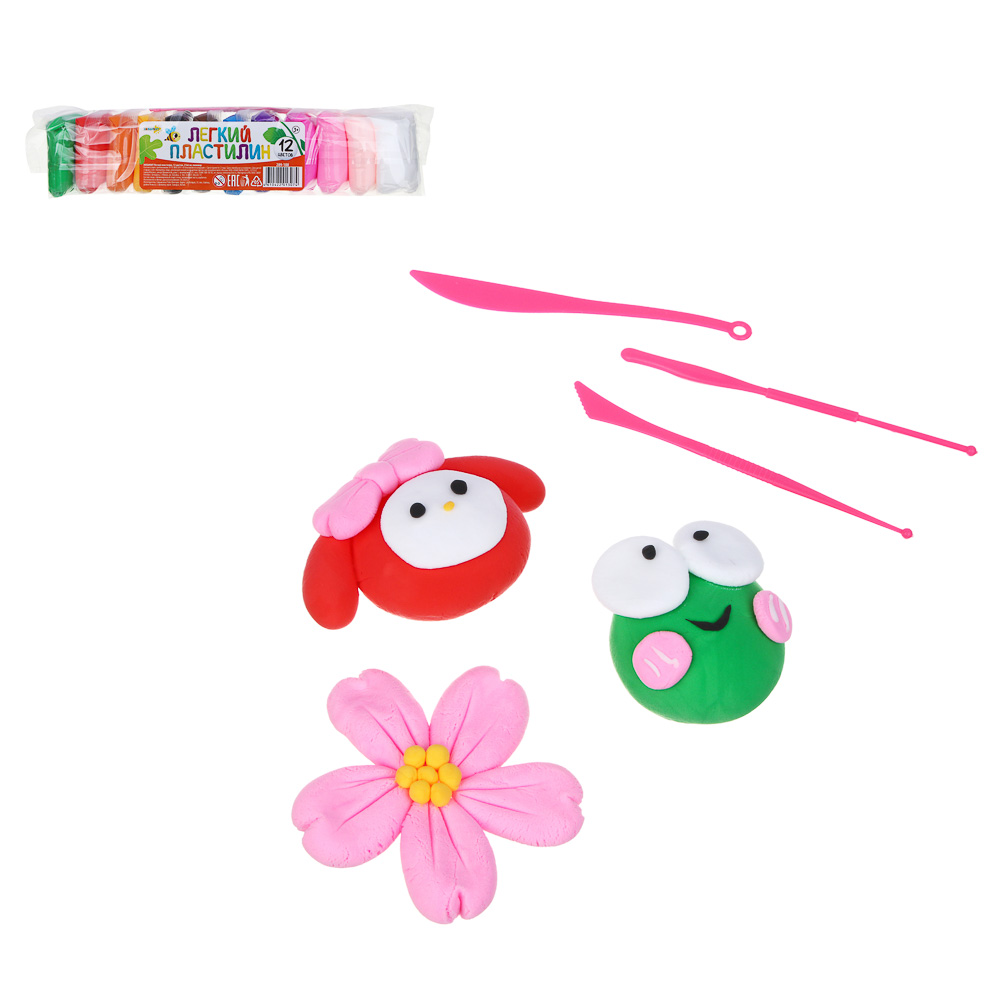 Легкий пластилин "Русские Супергерои", BY, 12 цветов, 23х6см, полимер, арт.№ 289-188