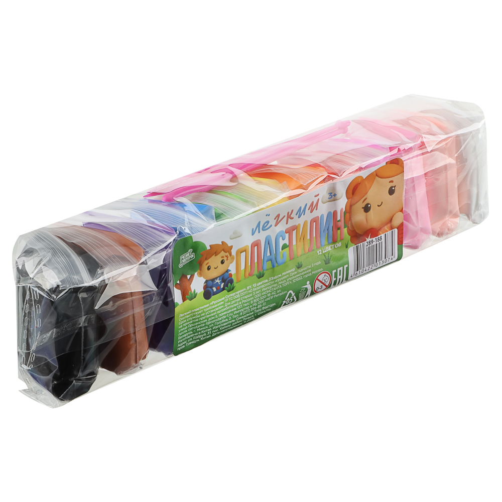 Легкий пластилин "Русские Супергерои", BY, 12 цветов, 23х6см, полимер, арт.№ 289-188