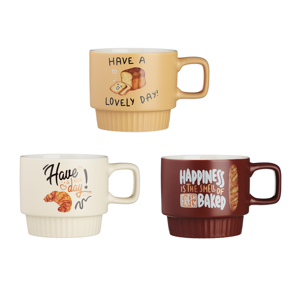 MILLIMI Бейкери Кружка 340мл, фарфор, 3 дизайна, арт.№ 806-187