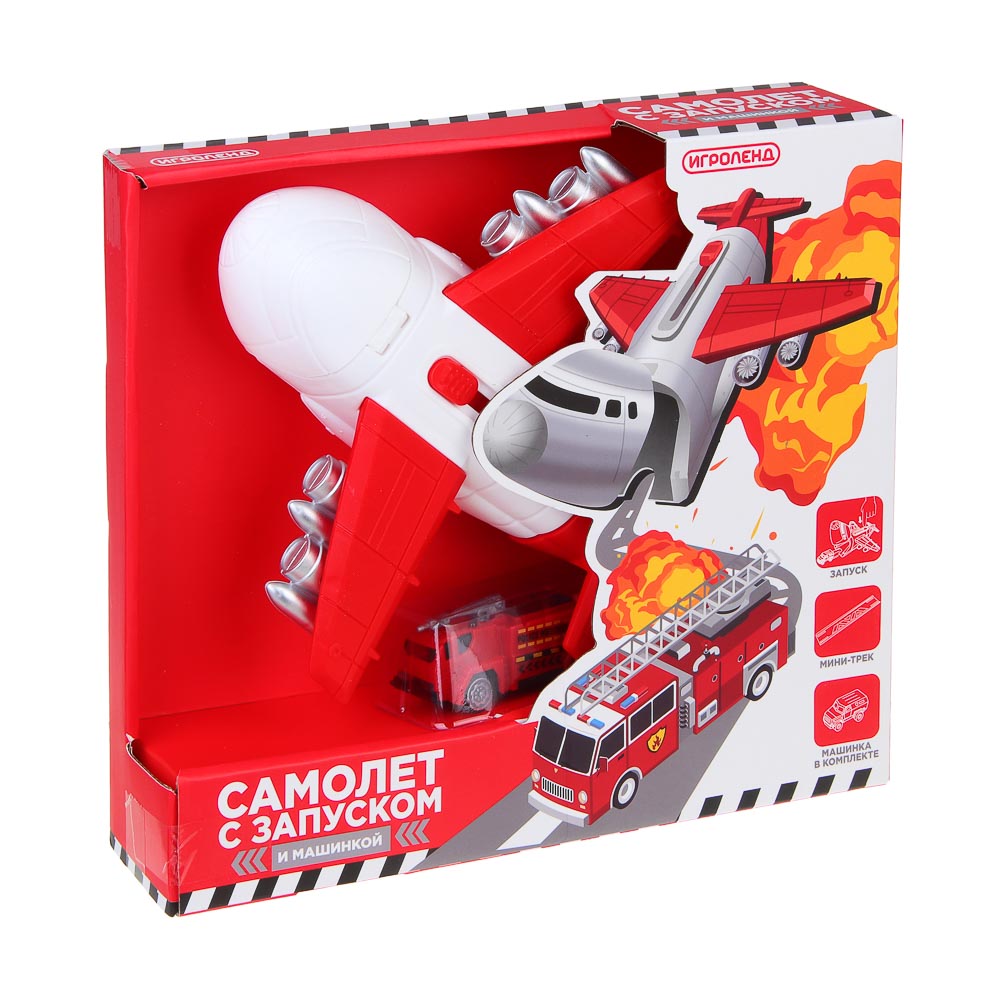 ИГРОЛЕНД Самолет с запуском и машинкой, ABS, PP, 21,6х24х6 см, 3 дизайна, арт.№ 276-160