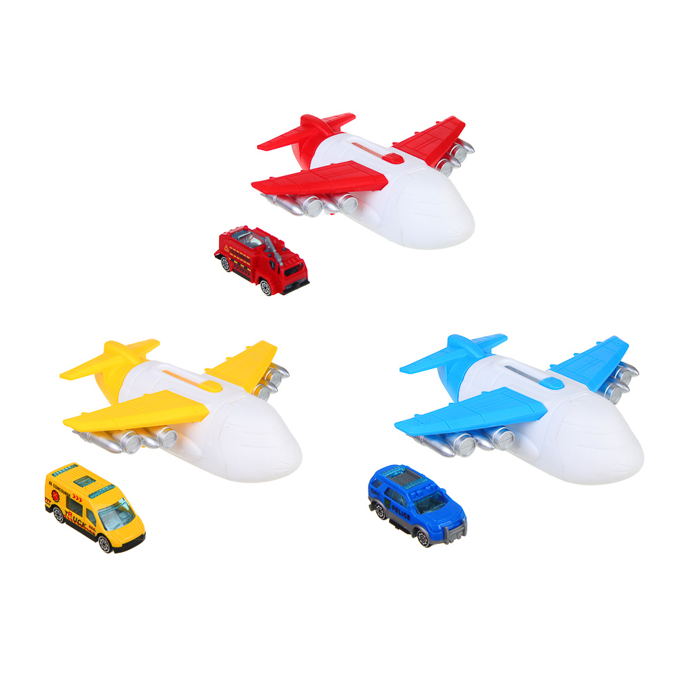 ИГРОЛЕНД Самолет с запуском и машинкой, ABS, PP, 21,6х24х6 см, 3 дизайна, арт.№ 276-160