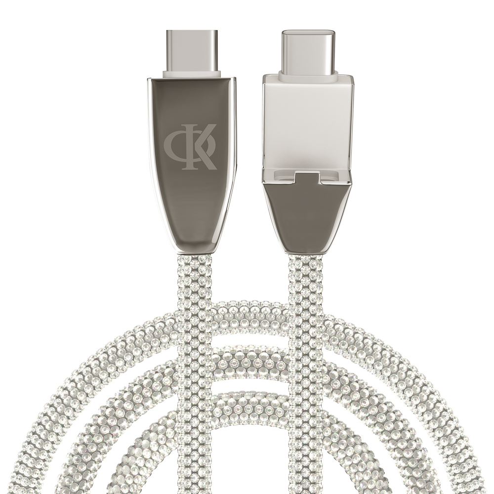 BY Ф.Киркоров Кабель для зарядки КРИСТАЛЛЫ Type-C-Type-C, 1м, Быстрая зарядка 3А, QC, PD 65W, сереб., арт.№ 931-458