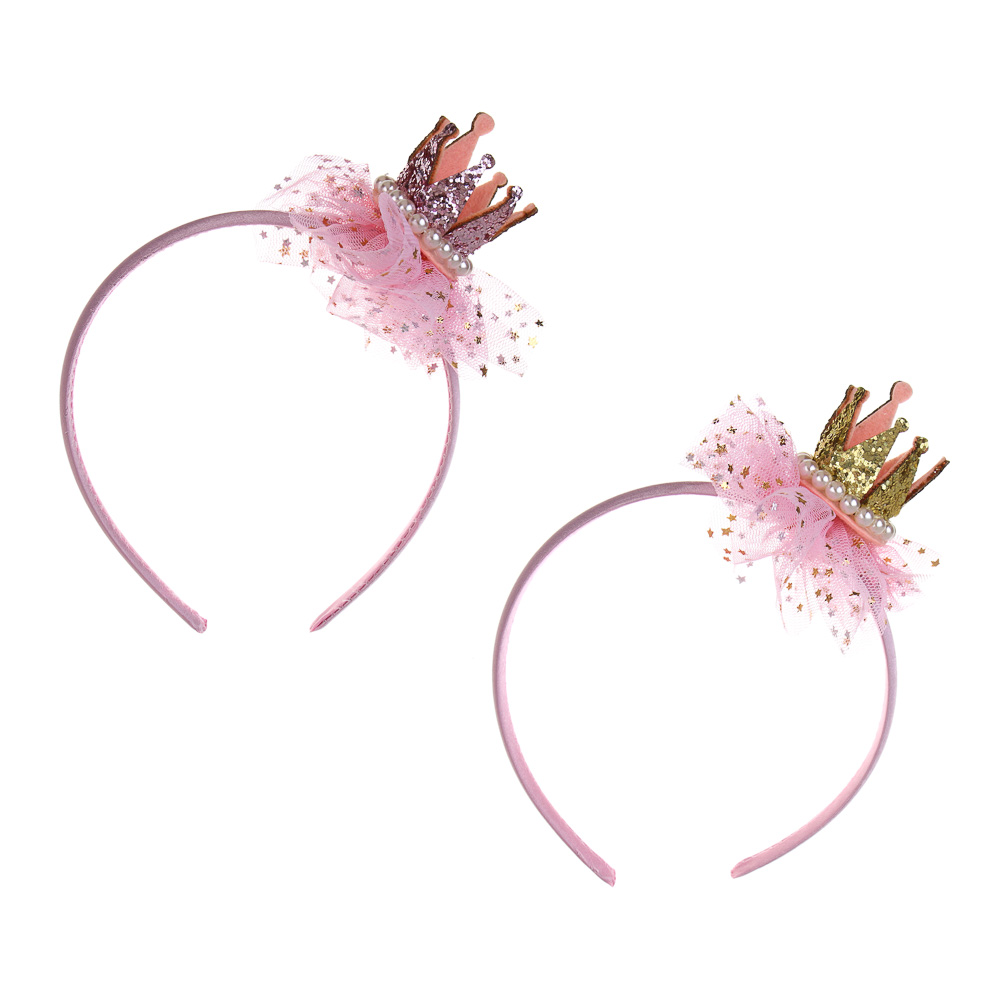 СНОУ БУМ Ободок с короной, диаметр 11,5см, пластик, полиэстер, 2 дизайна, арт.№ 343-161