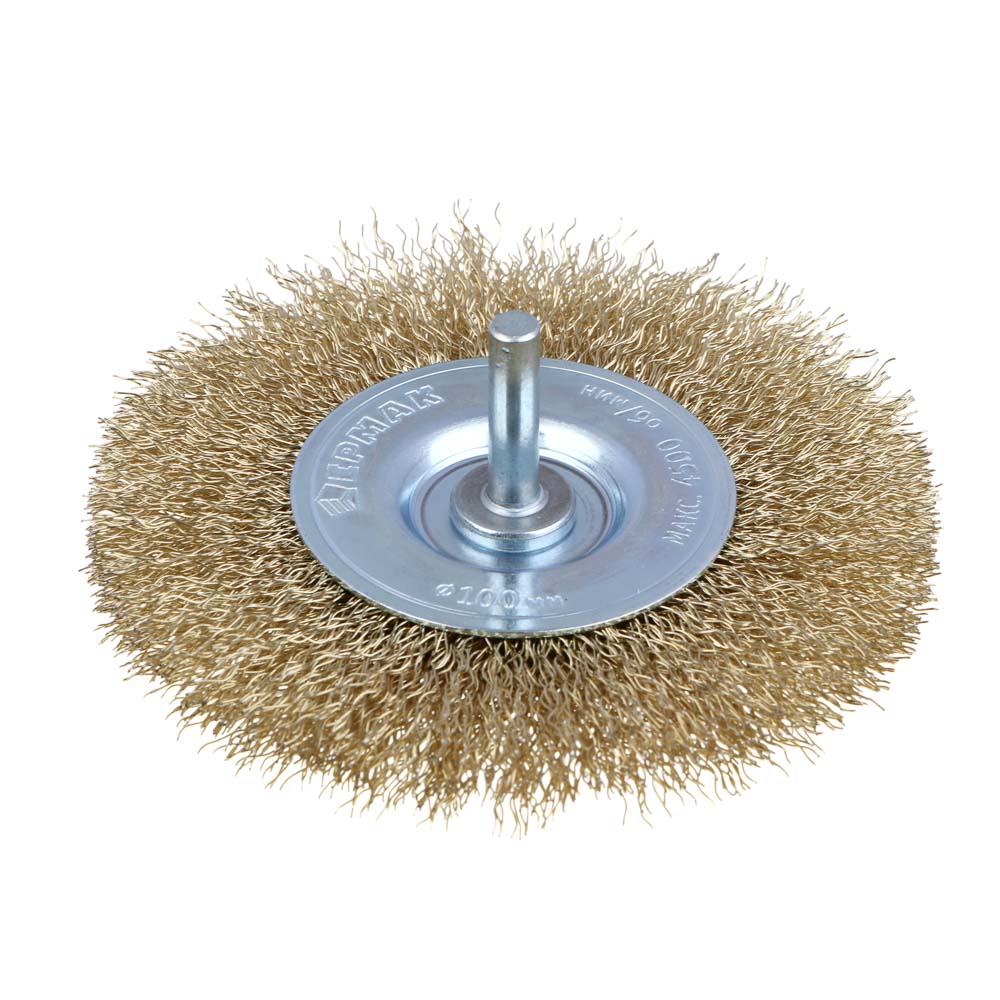 ЕРМАК PROFI Щетка дисковая для дрели, витая латунированная стальная проволока 0,3мм, 100мм, арт.№ 632-003