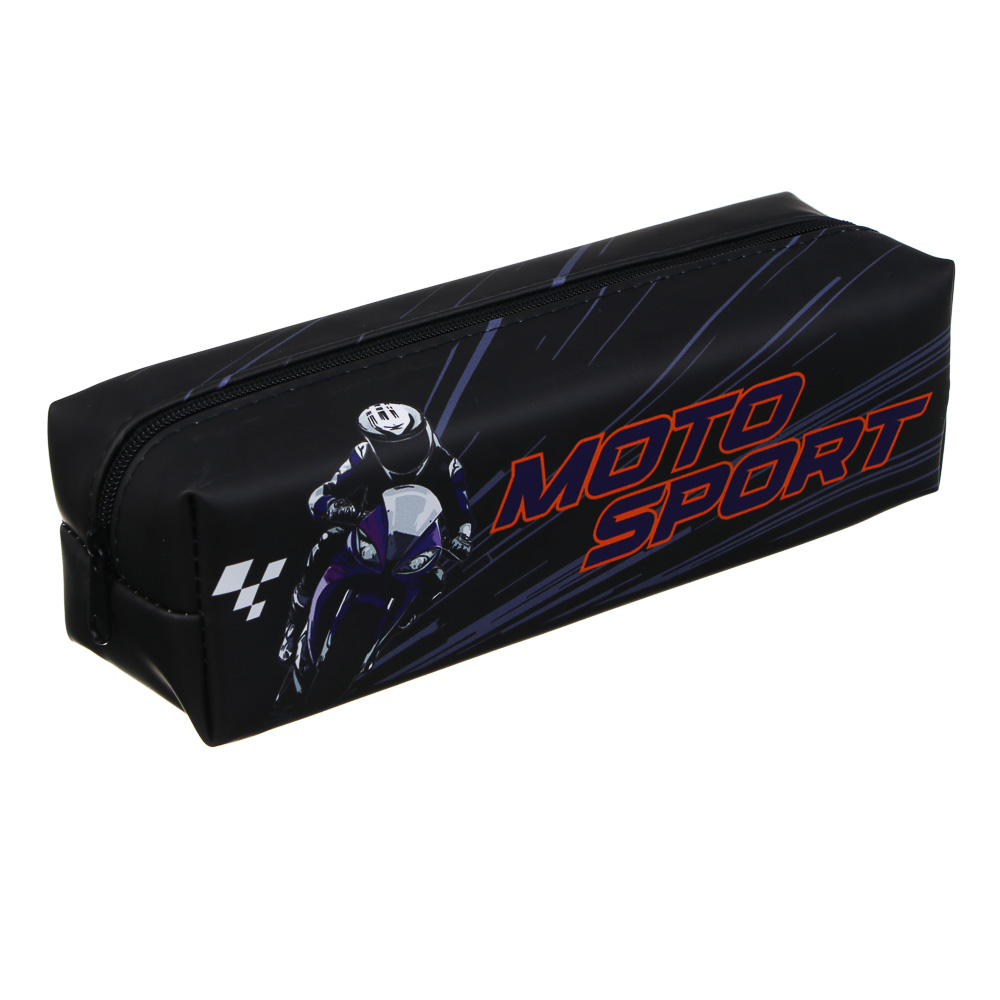Пенал школьный прямоугольный 21x6x6 см, "Мотоспорт", искусственная кожа с печатью, арт.№ 524-251