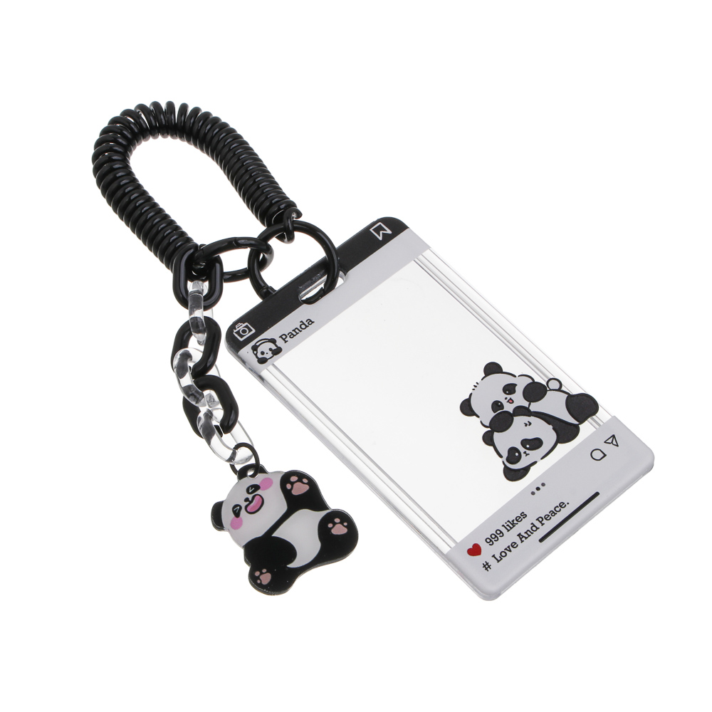 Чехол брелок для пропуска тм ЮL Pan-Da! на пружинке, пластик, металл, 10,5х6,5см, 4 дизайна, арт.№ 334-154