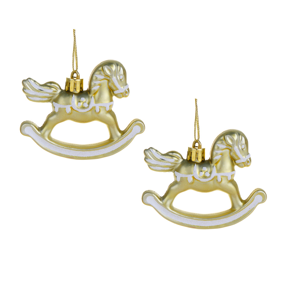 СНОУ БУМ Набор декоративных украшений "Лошадки" 2шт, 8,3х2х6,8см, пластик, 3 цвета, арт.2, арт.№ 397-384