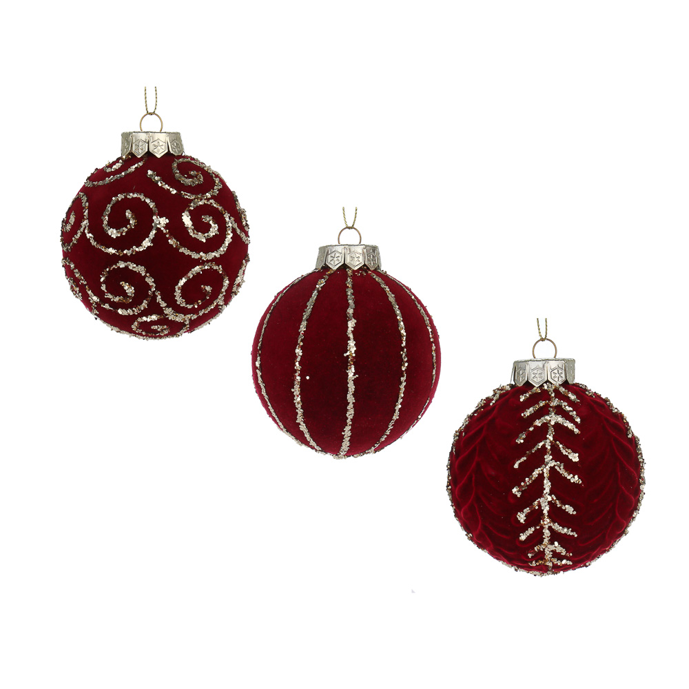 СНОУ БУМ Шар 8 см, флокированный, красный, 3 вида, арт.№ 373-600