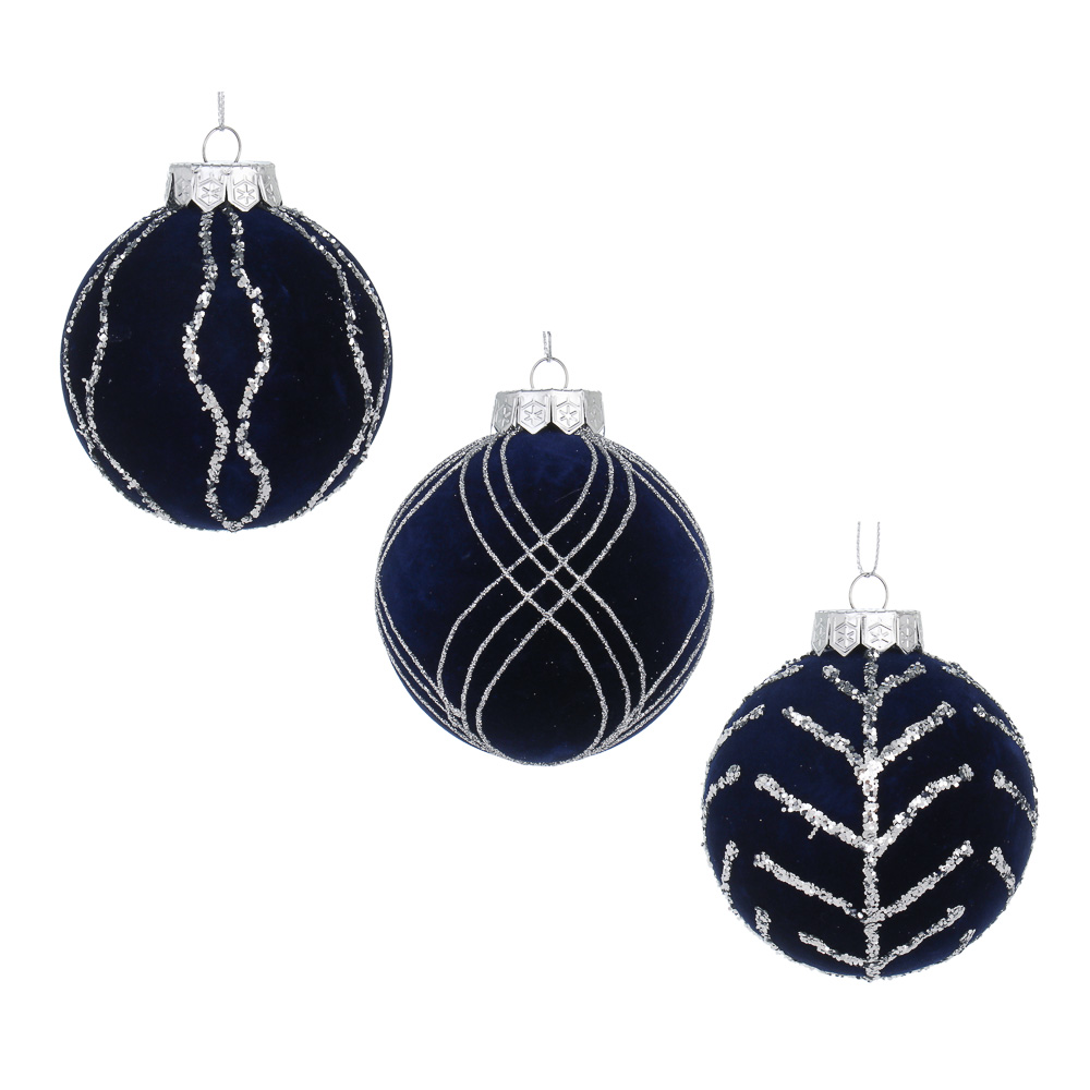 СНОУ БУМ Шар 8 см, флокированный, синий, 3 вида, арт.№ 373-602