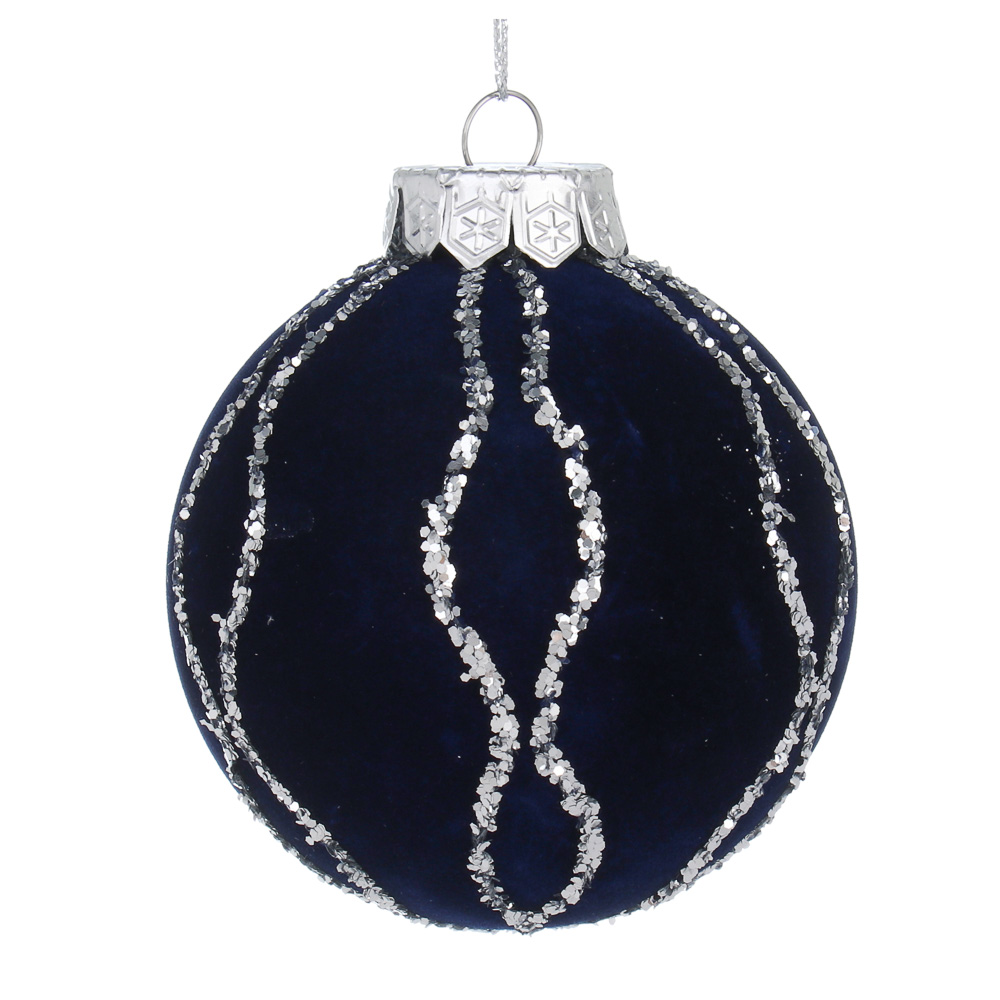 СНОУ БУМ Шар 8 см, флокированный, синий, 3 вида, арт.№ 373-602