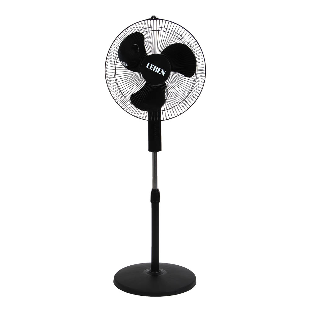 Вентилятор напольный тм LEBEN 45Вт, 3 скорости, диаметр 43см, 220в, черный (1шт в коробке), арт.№ 243-035