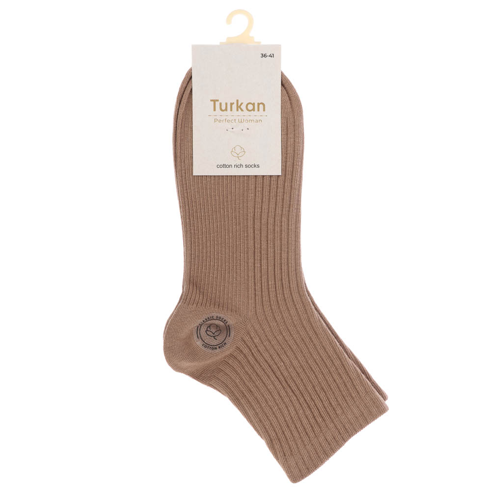 Носки женские в рубчик, тм TURKAN, размер 36-41, 90% хлопок, 8% п/а,2% лайкра,цвета в асс-те, WJ6880, арт.№ 019-674