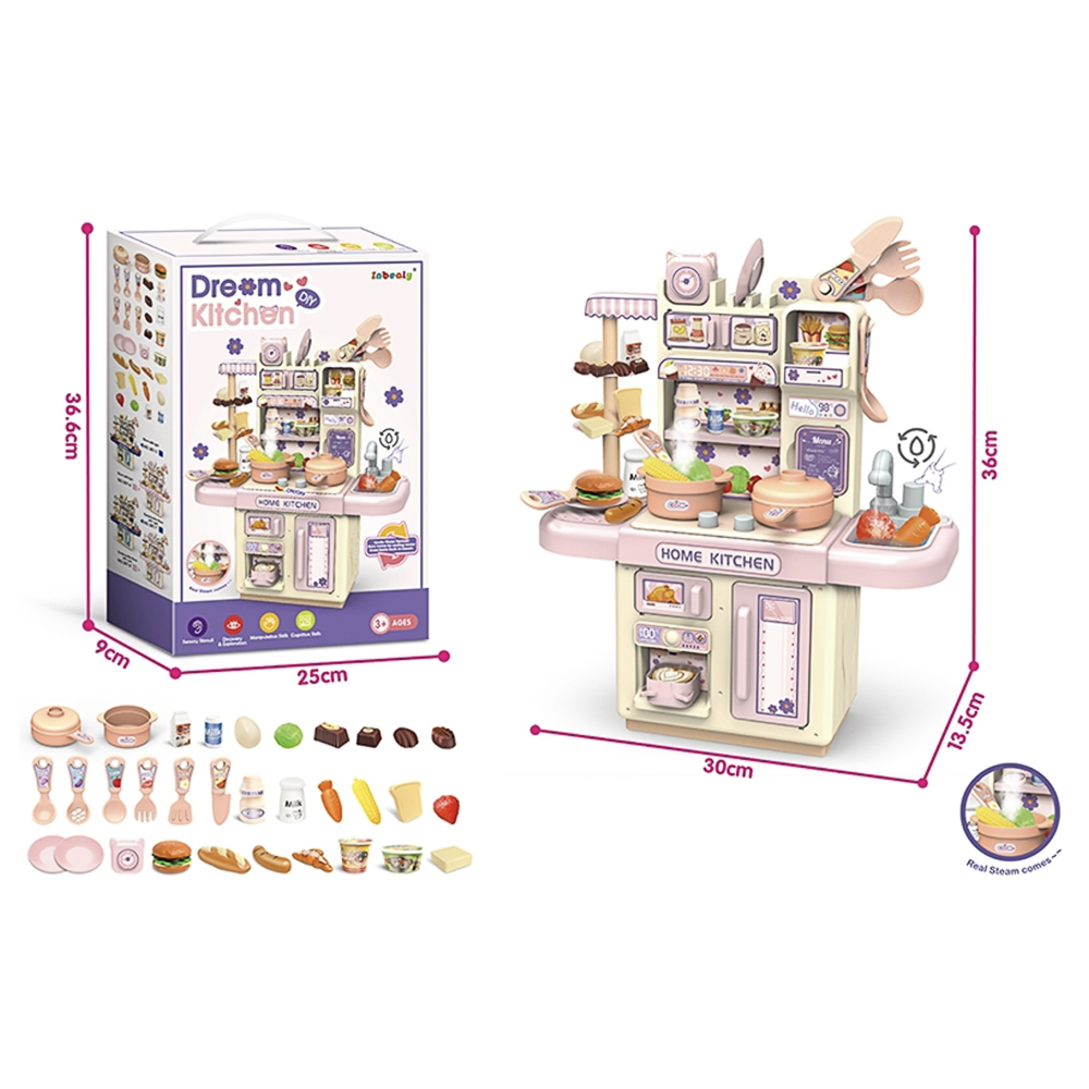 Игровой набор "Кухня" с водой и паром, 3хАА, PP, Н36, тм ИГРОЛЕНД, 3+, арт.№ 278-146