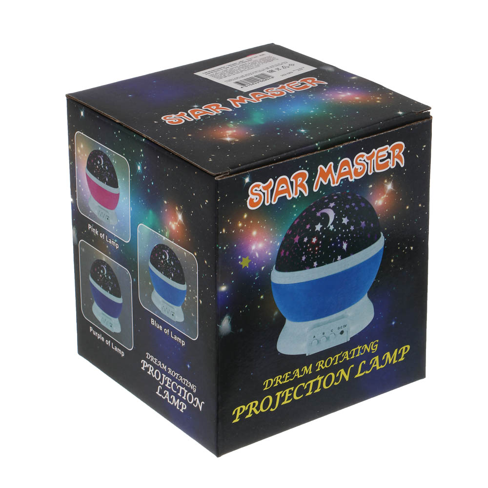 Светильник-проектор "Звездное небо" 13,3х11,5 см, 4 LED лампы, свечение шампань, мульти, 3 режима, DС5V/1.5V, USB, 4хААА, арт.№ 392-089