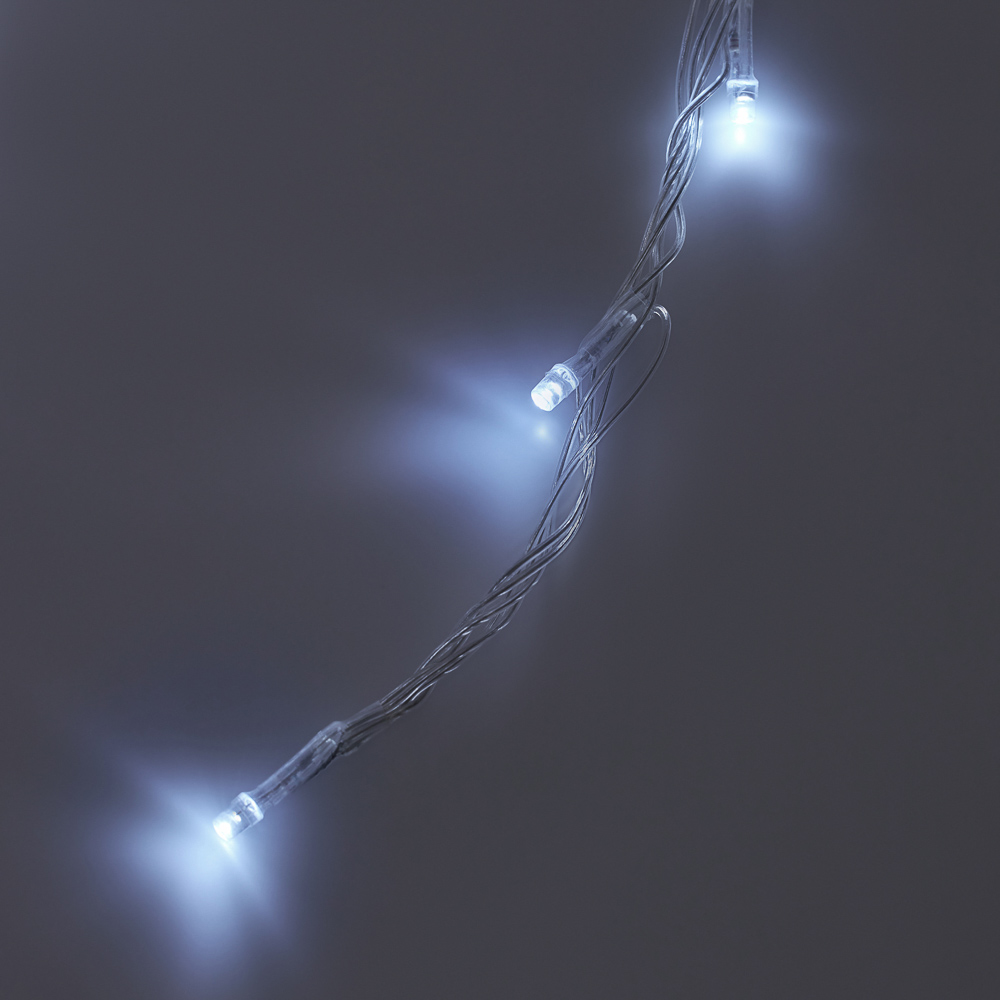 Гирлянда бахрома 2,5х0,6 м СНОУ БУМ, 128 LED ламп, белое свечение, 8 режимов, эффект водопада, пп, коннектор, 220 В, арт.№ 351-512