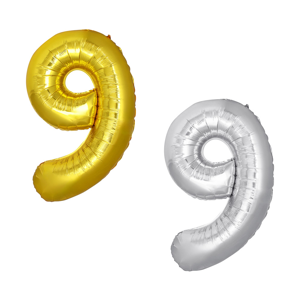 Шар воздушный фольгированный тм Fntastic "Цифра 9" 40", фольгированная пленка, 2 цвета, арт.№ 518-361