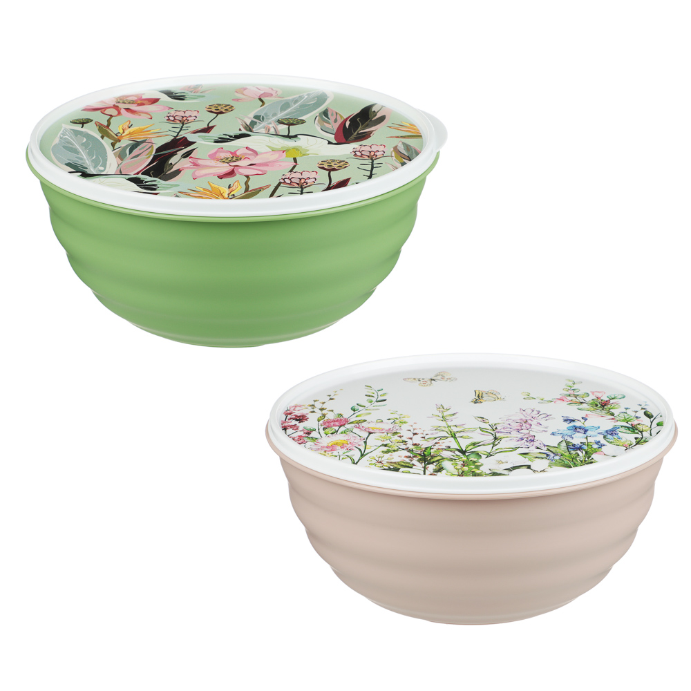 Миска Latina 3,2л с крышкой, с декором, пластик, 2 цвета, арт.№ 861-495