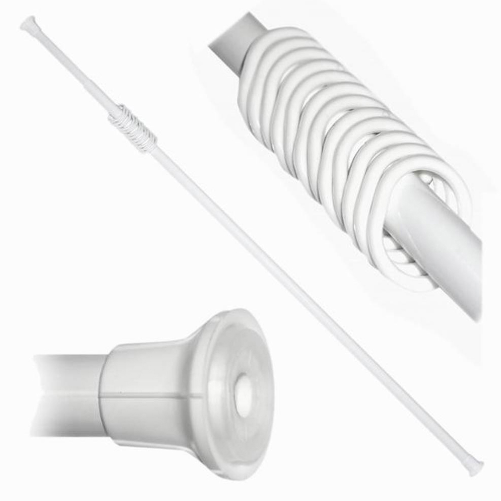 Карниз для шторы в ванную комнату, раздвижной 210см, металл, полипропилен, цвет белый, арт.№ 464-011