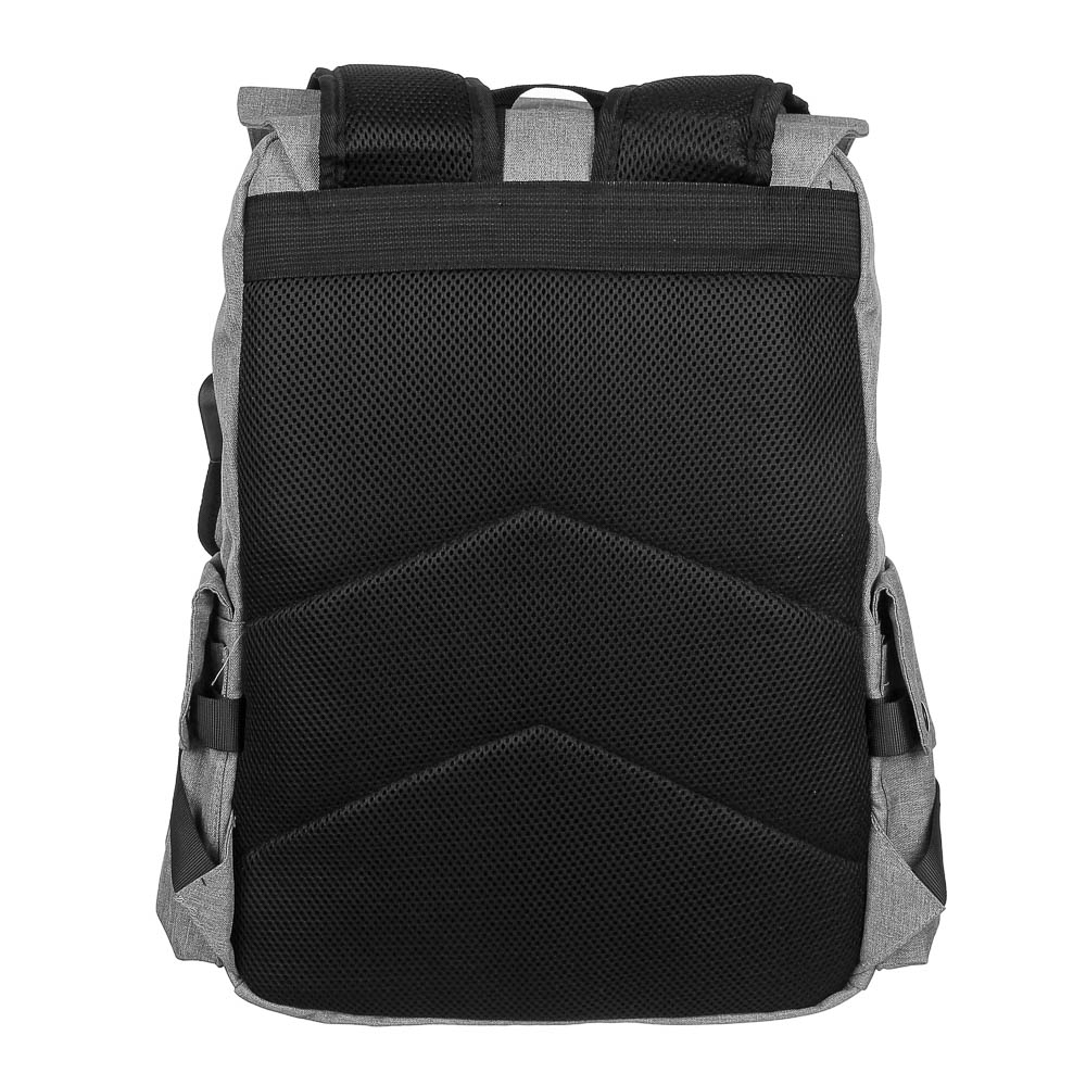 Рюкзак подростковый 39x31,5x14,5см, 1 отд., 4 карм., клапан на 2х кноп., ПЭ, серый, арт.№ 254-592