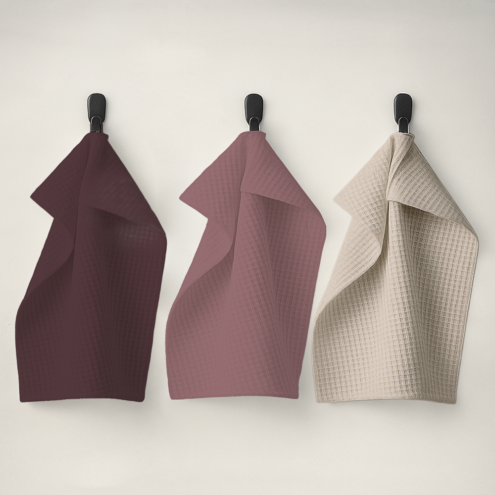 Комплект кухонных полотенец 3шт тм PROVANCE Бургунди вафельный, 40х60см, 100% хлопок, арт.№ 434-231