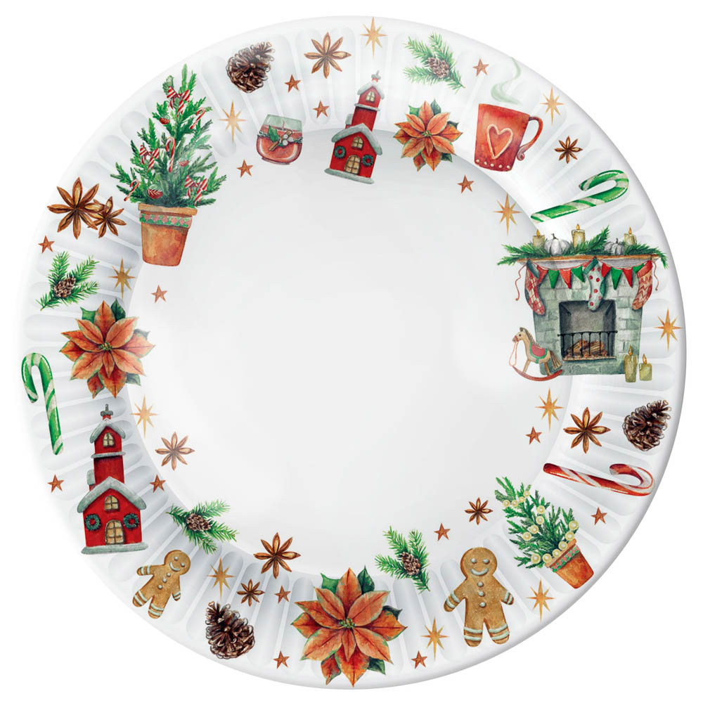 Набор бумажных тарелок Новогоднее настроение, 6 шт d=180 мм, арт.№ 530-428