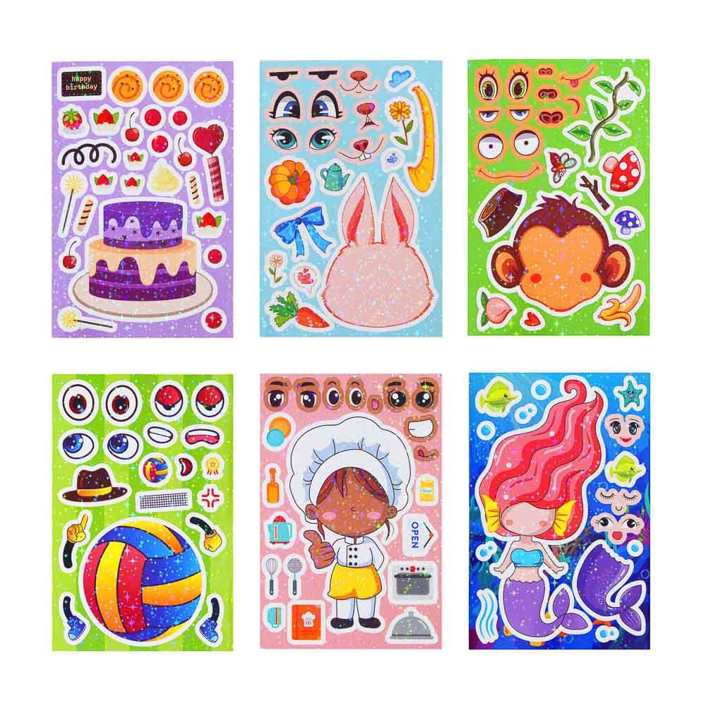 ХОББИХИТ Набор для творчества Стикеры "Эмоции", 8 листов, бумага, 18х12см, 6 дизайнов, арт.№ 285-227