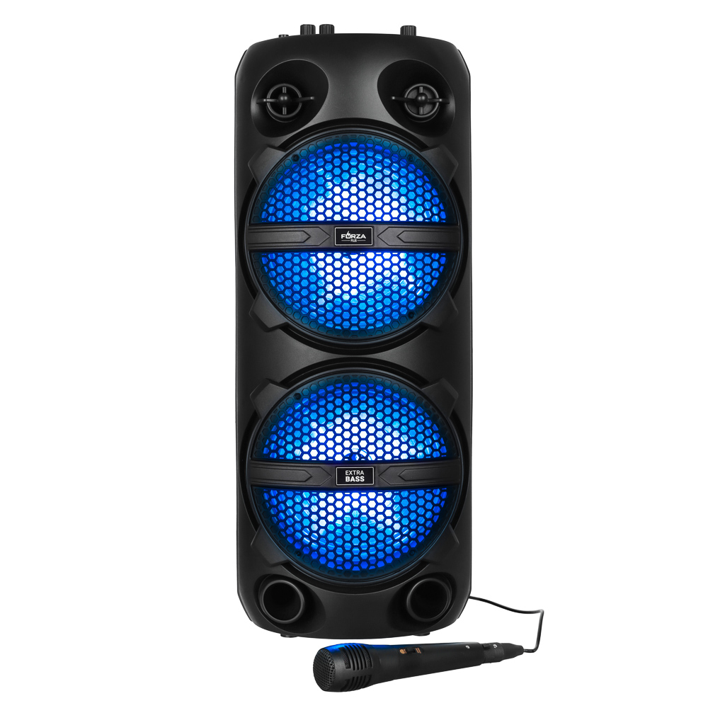 FORZA Колонка беспроводная, 20 Вт, светомузыка, 3600 мАч, пульт, микрофон, FM, microSD, USB, ВШГ 61x25x25 см, арт.№ 443-019