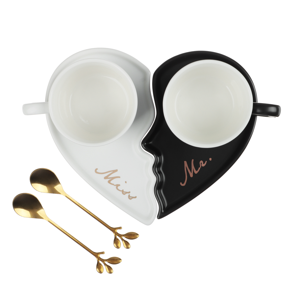 Чайный набор 4пр. 180мл, тм MILLIMI Сердце, фарфор, металл, арт.№ 806-355