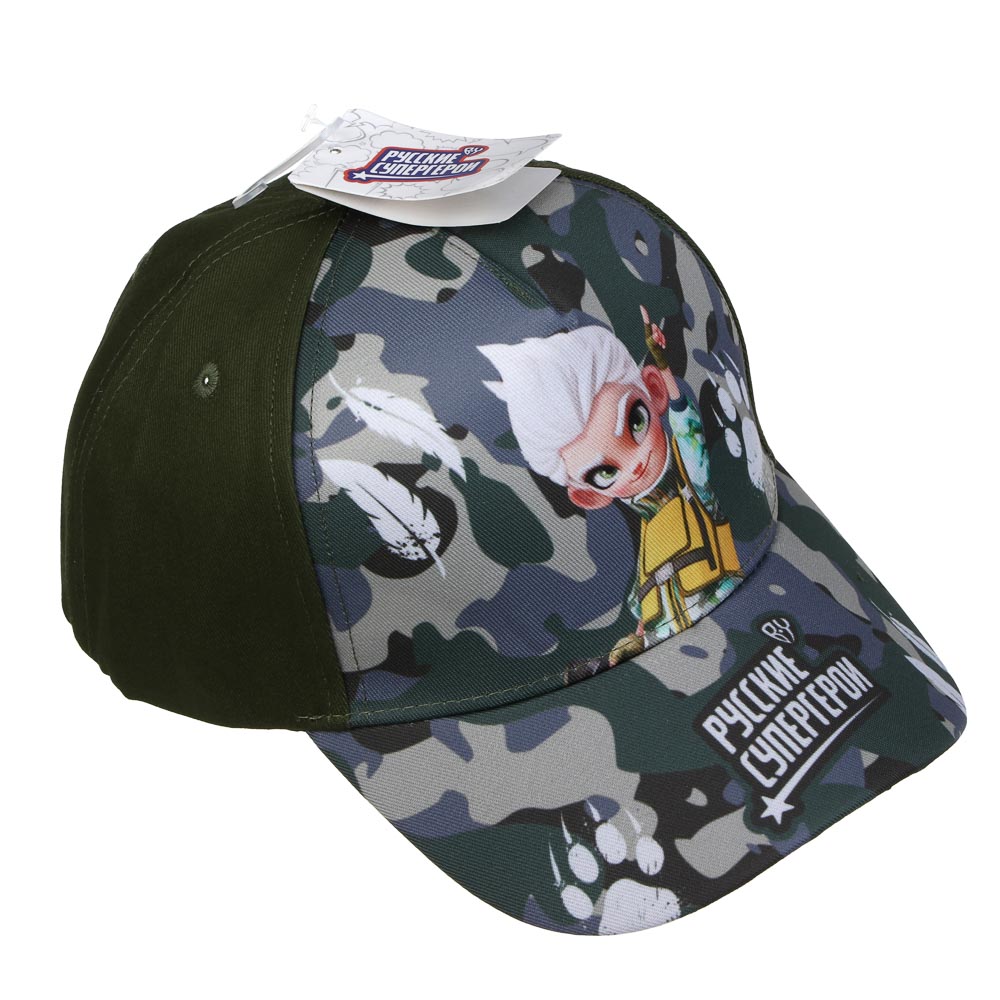 BY Русские Супергерои Кепка детская р.54, 50% хлопок, 50% полиэстер, цвет хаки, дизайн Леший, арт.№ 314-379