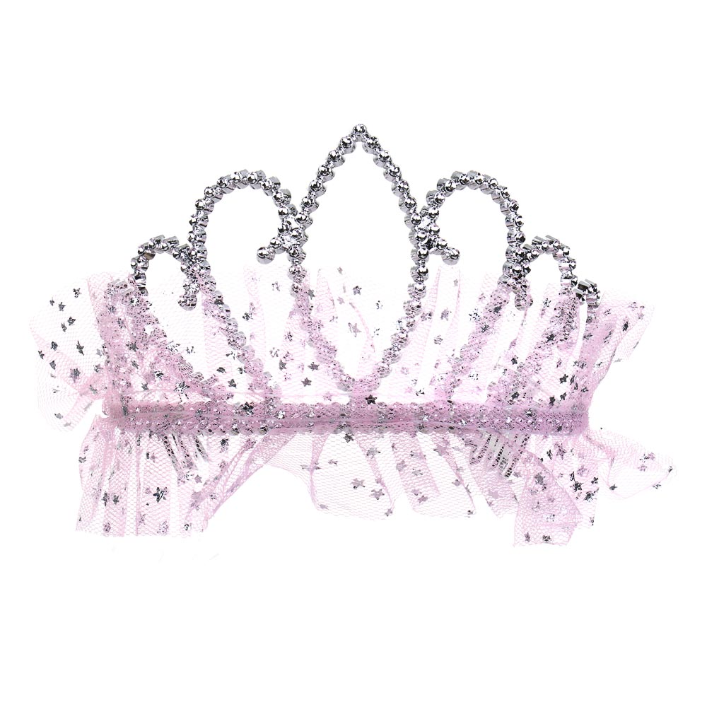 СНОУ БУМ Ободок-диадема для принцессы, диаметр 11см, пластик, полиэстер, арт.№ 341-219