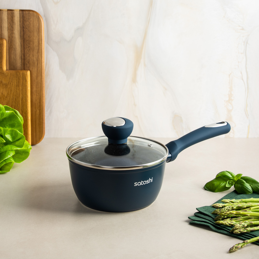 SATOSHI Ривьера Набор посуды 8 предметов, а/пр.покрытие: кастюли+крышки: 2,3 л и 3,8 л; ковш+крышка 1,3 л; сковороды 24 см, 28 см, арт.№ 846-722