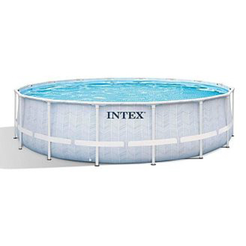 INTEX Бассейн каркасный "CHEVRON PRISM", фильтр-насос, лестница, подложка,крышка,488x122см, 26746NP, арт.№ 049-037