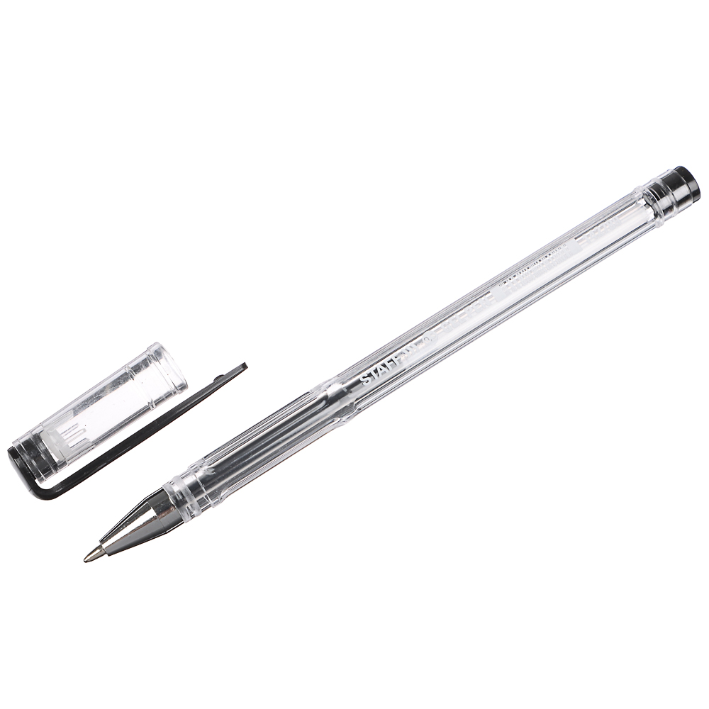 Ручка гелевая черная, наконечник 0,5мм, пластик, 142789, арт.№ 614-115