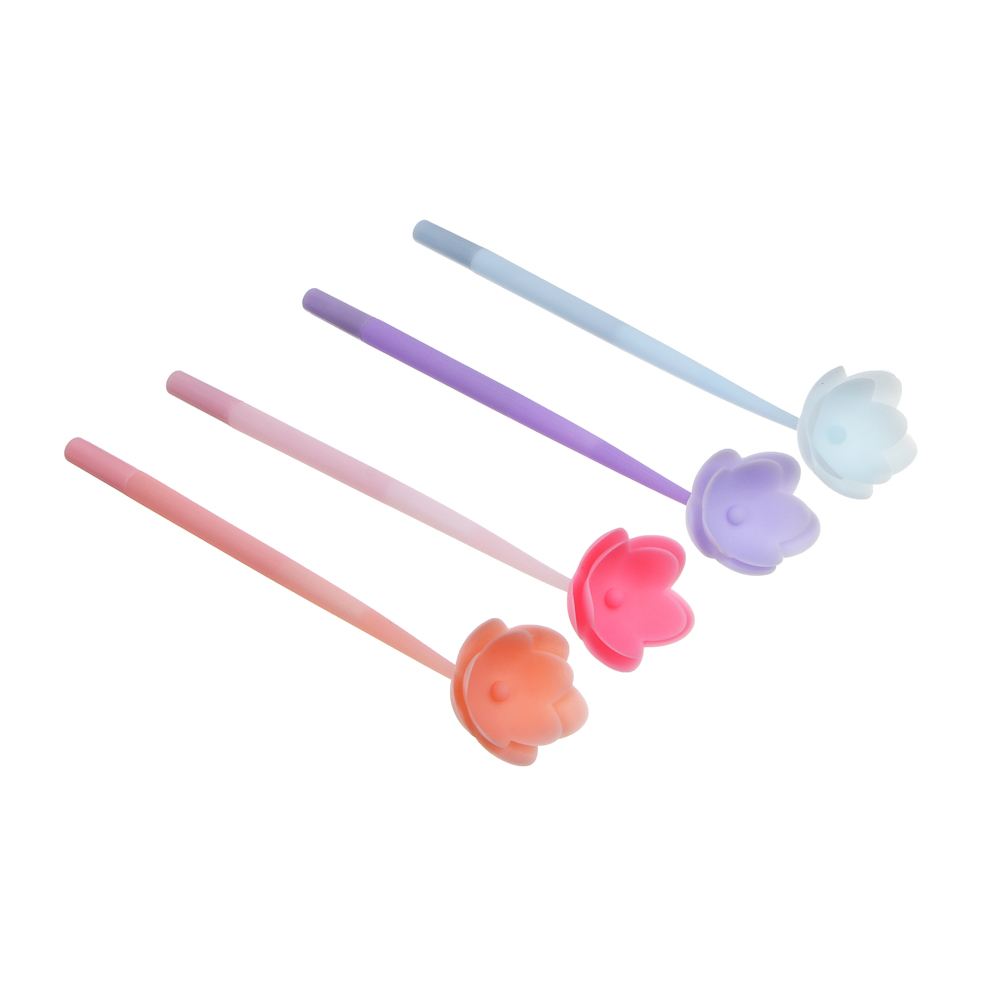 Ручка гелевая синяя "Цветочное настроение", силиконовый корпус, 4 вида, шоу-бокс, арт.№ 591-292