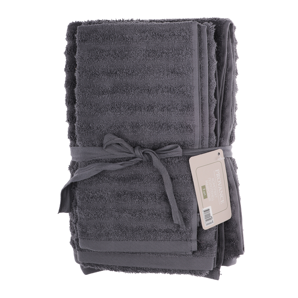 Комплект полотенец махровых 30х50 см, 50х90 см, 70х130 см PROVANCE Монблан, 100% хлопок, 450 г/м2, 3 цвета, арт.№ 484-199