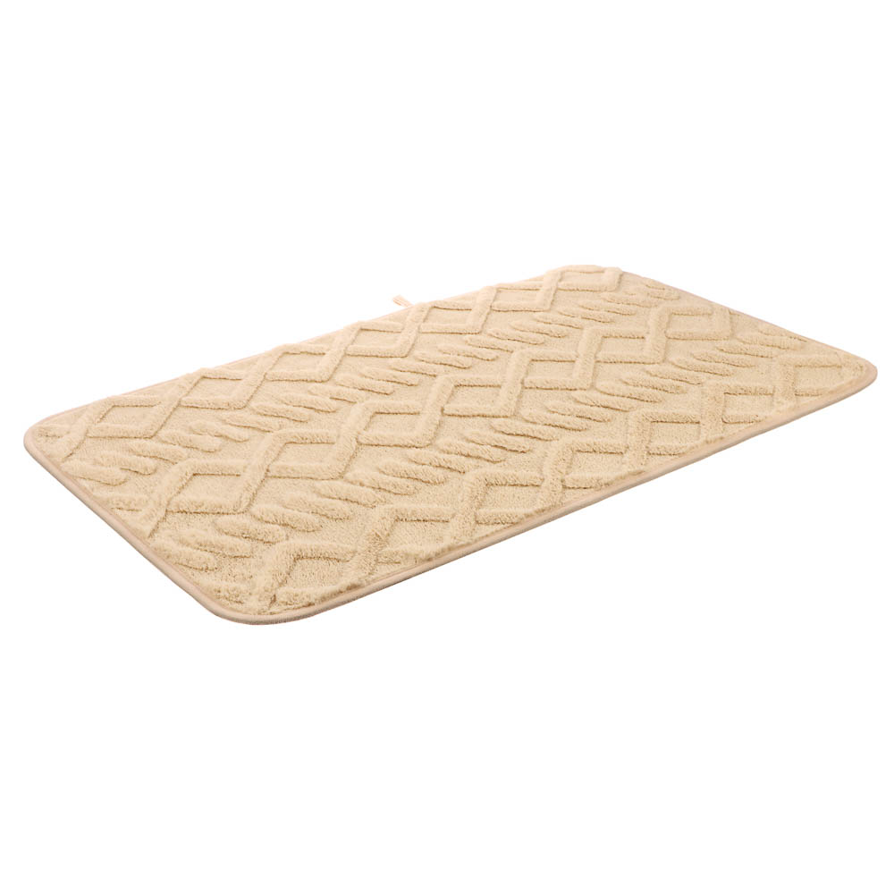 Коврик для ванной 50х80см WARM, LATTE5, бежевый, полиэстер, SWM-4012-BG-B, арт.№ 462-816