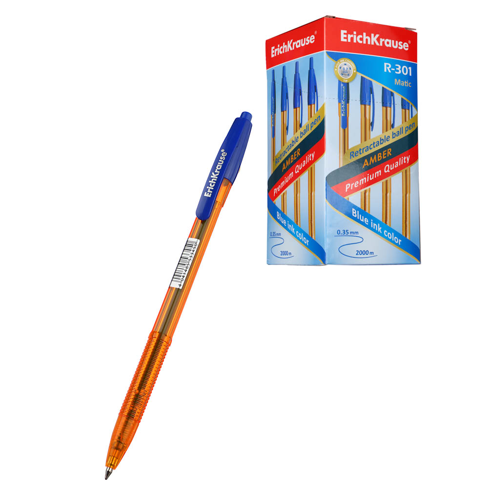 Erich Krause Авторучка шариковая синяя R-301 "Эмбер Матик", 0,7мм, 53345, арт.№ 626-054