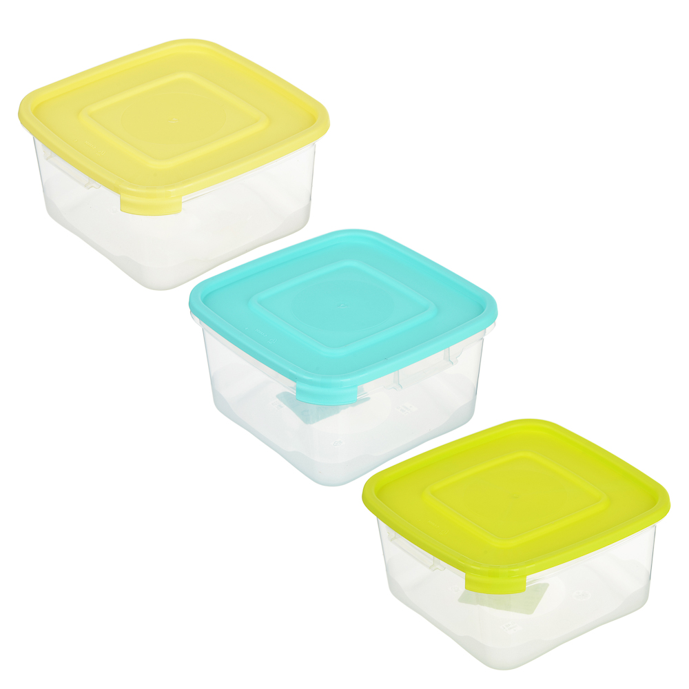 Контейнер Каскад, 460мл, квадратный, пластик, 3 цвета, арт.№ 867-060