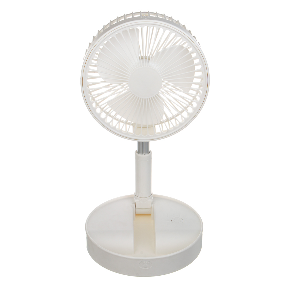Вентилятор складной тм LEBEN 3Вт, 4 режима, диаметр 20см, 3.7в/2400мАч, USB-кабель, белый, арт.№ 243-021