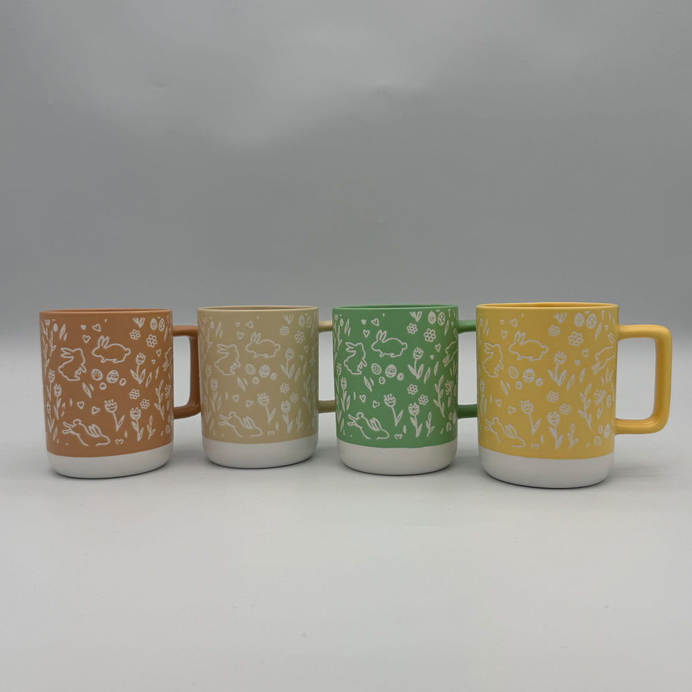 Кружка Весна тм MILLIMI, 385мл, 4 цвета, фарфор, арт.№ 806-499
