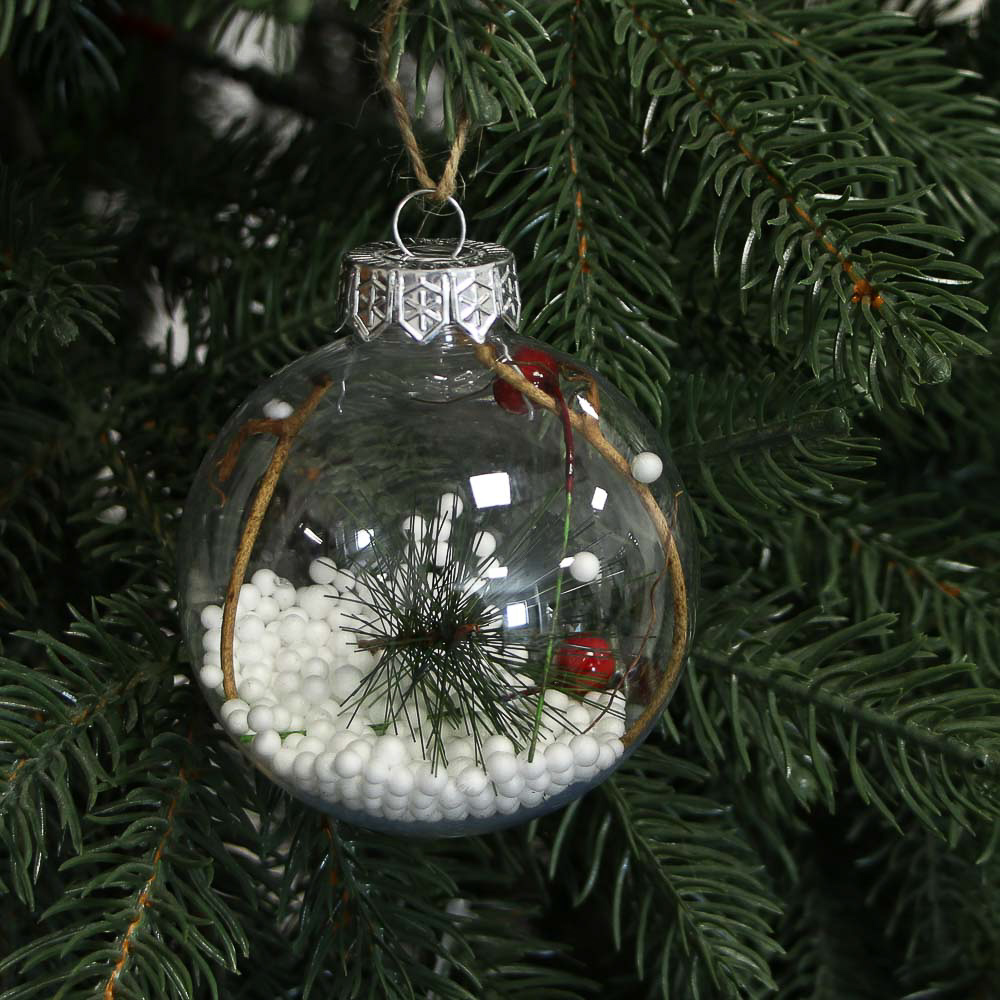 СНОУ БУМ Шар 8 см, прозрачный с декором внутри, 2 вида, арт.№ 373-604