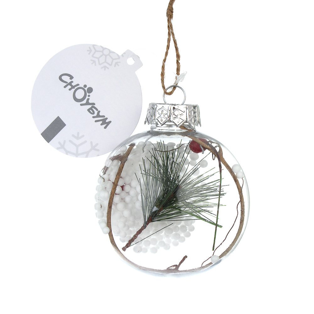 СНОУ БУМ Шар 8 см, прозрачный с декором внутри, 2 вида, арт.№ 373-604