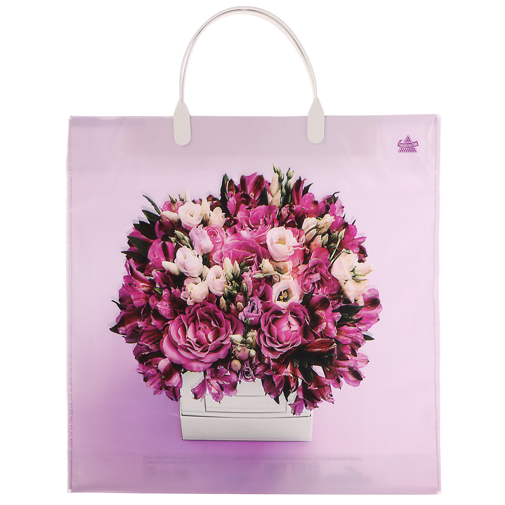Пакет Лиловый букетик - пластиковая ручка, 35х36см, 85 мкм, ПВД, арт.№ 568-253