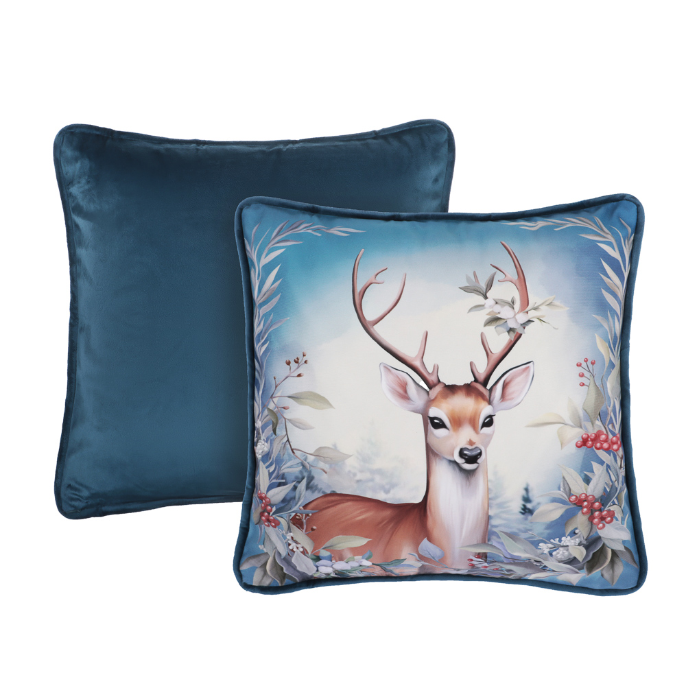 PROVANCE Нордик Чехол для подушки велюр, 40х40см, 100% полиэстер, олень, арт.№ 492-294