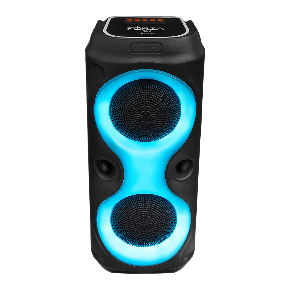 Колонка беспроводная FORZA GlowTower, 10 Вт,подсветка, 1500мАч,TWS,USB,BT5.3, ВШГ 38x16x16см, черный, арт.№ 443-109