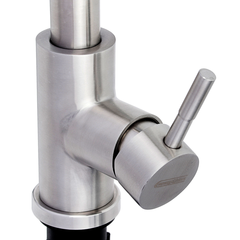 СоюзКран Смеситель для кухни, выдвижной излив 40см, керам. картридж 35мм, нерж. сталь, SS01-E132, арт.№ 567-093