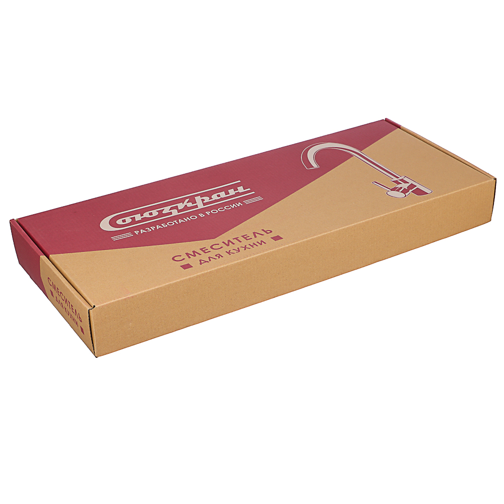 СоюзКран Смеситель для кухни, выдвижной излив 40см, керам. картридж 35мм, нерж. сталь, SS01-E132, арт.№ 567-093