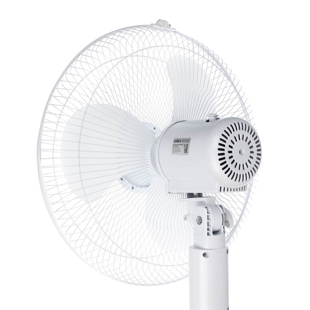 Вентилятор напольный тм LEBEN 45Вт, 3 скорости, диаметр 43см, 220в, белый (1шт в коробке), арт.№ 243-034