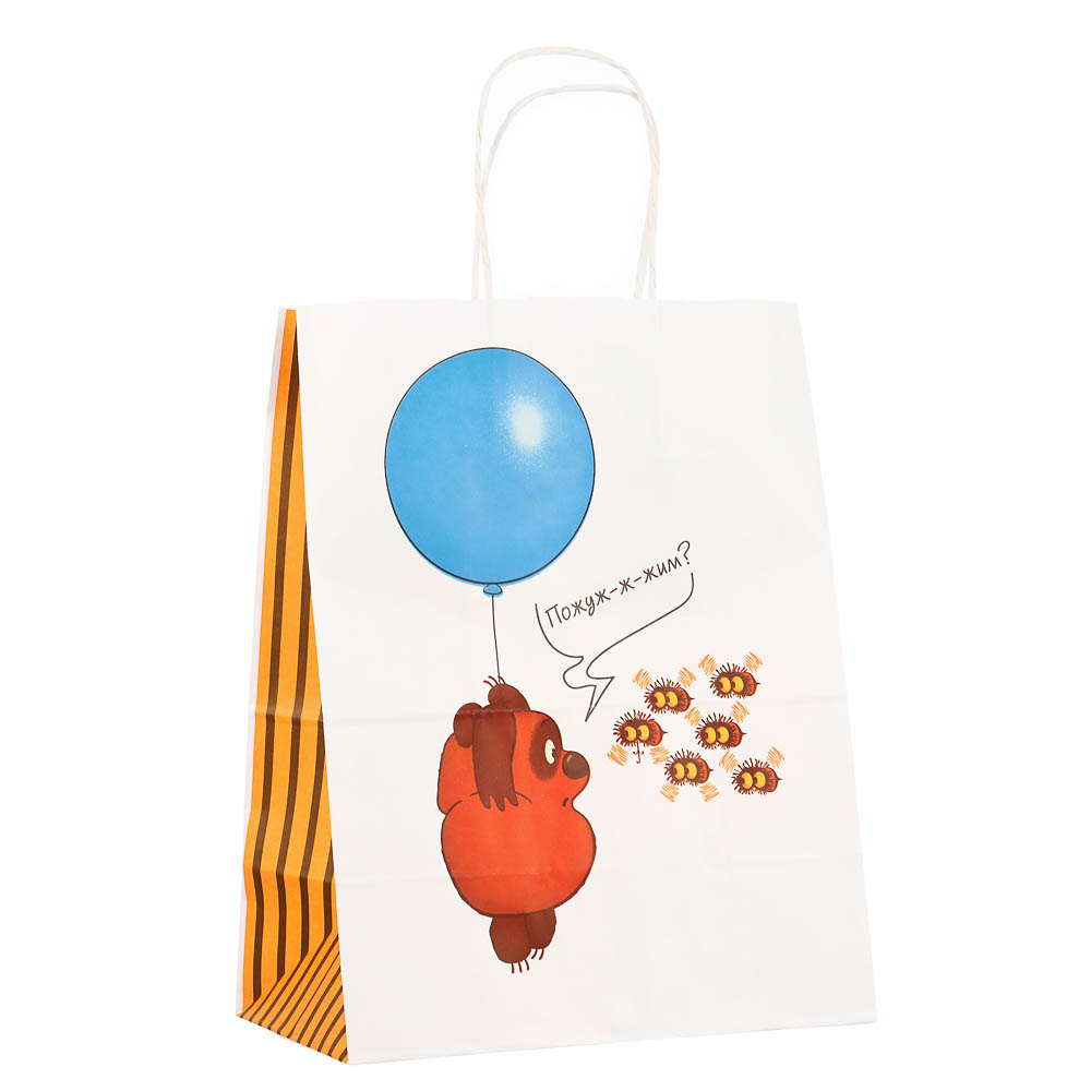 Пакет подарочный с кручеными ручками L 24х14х30см, "Винни-Пух. Пожуж-ж-жим", в ассортименте, арт.№ 507-492