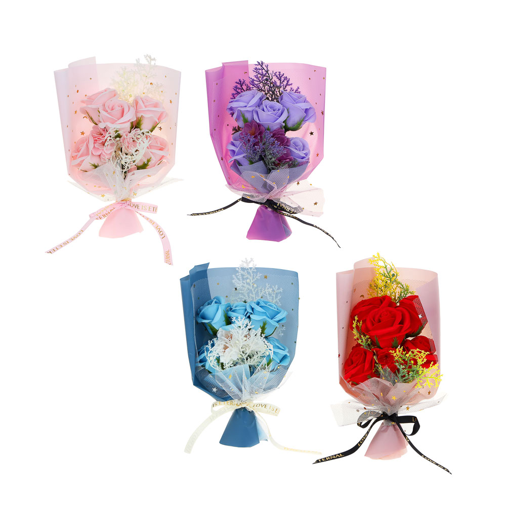 LADECOR Букет из мыльных лепестков, 26X16,5X8,5 см, 4 цвета, арт K-516, арт.№ 516-010